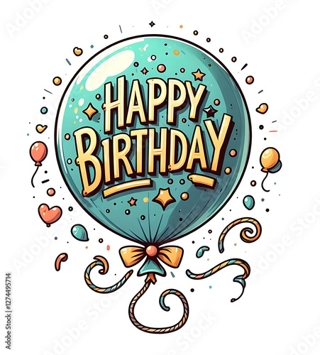 A blue birthday balloon with the words 