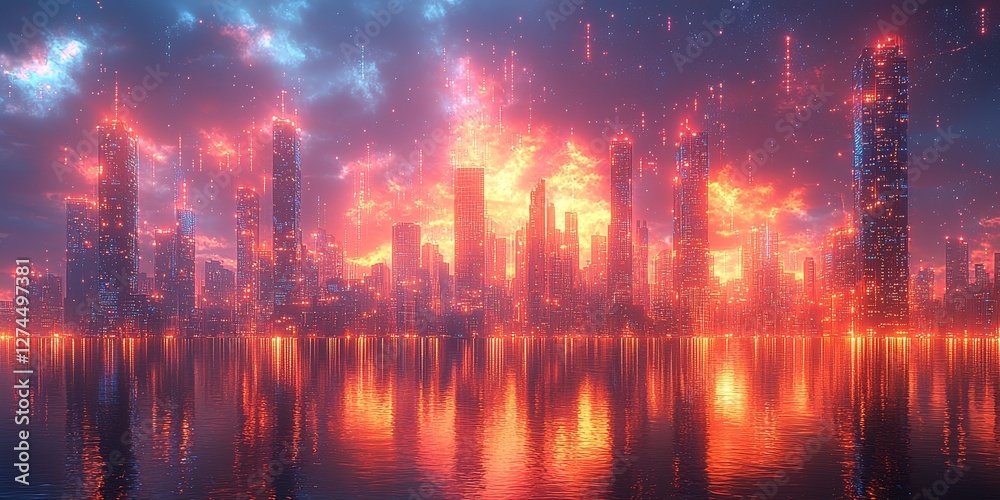 Fototapeta premium Quantum-Powered Futuristic Cityscape