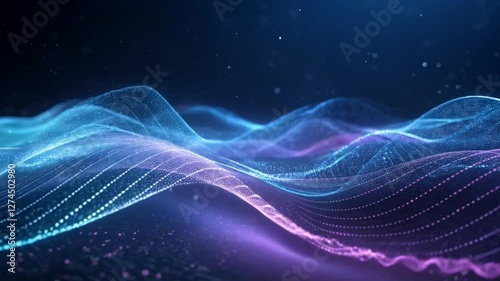 4K Abstract Background with Glowing Particle Waves