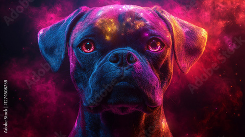 portrait of a girl with a dog