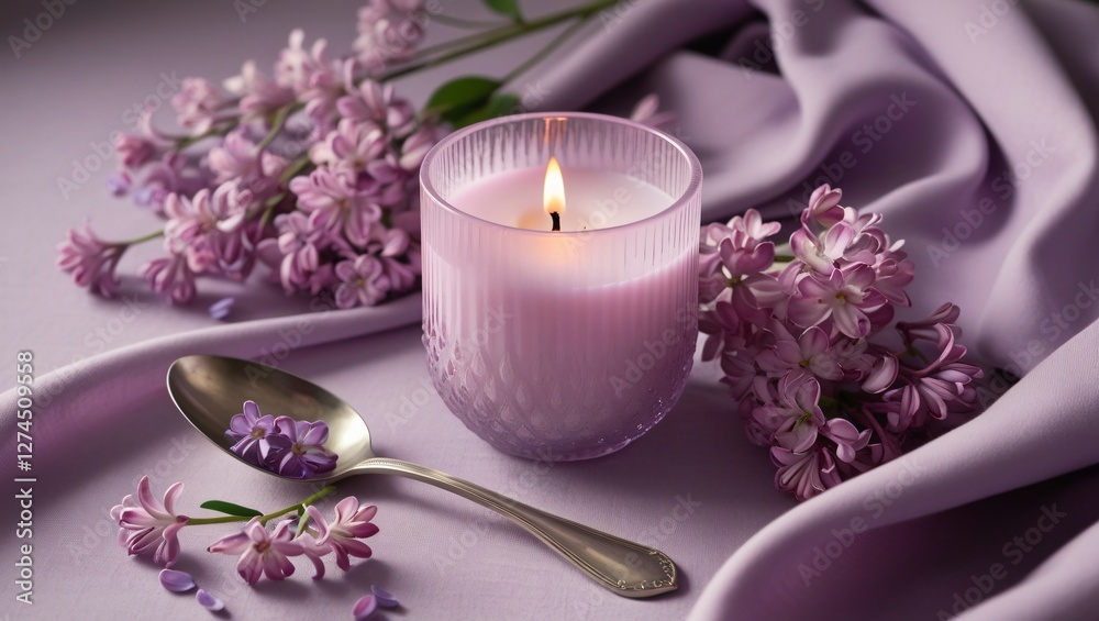 candle and lavender , AI Generated.