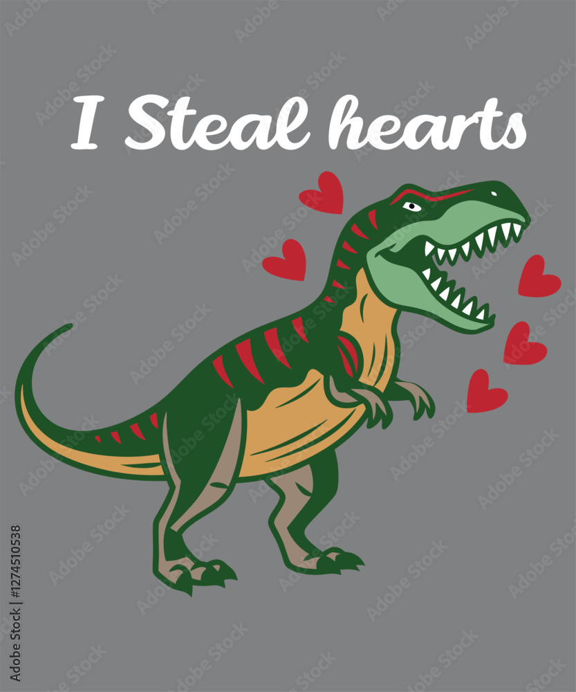Funny t-rex say i steal hearts for t-shirt design. Funny t-rex say i steal hearts for t-shirt design.