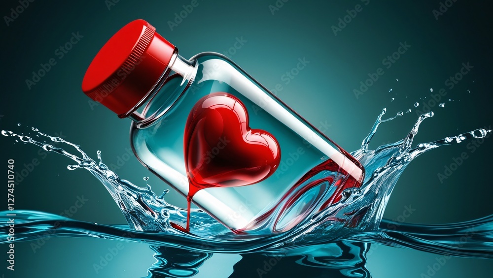 heart in water , AI Generated.