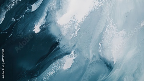 Serene Abstract Fluid Art with Swirling Turquoise and White Patterns, Evoking Calm and Tranquility in Contemporary Design Aesthetics