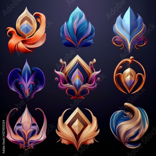 set of logos, icons, suitable for companies, prints, goods, company identity
