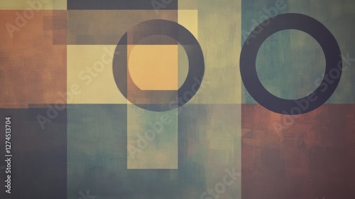 Abstract composition featuring overlapping shapes and muted colors creating a modern artistic background for creative projects and design purposes photo