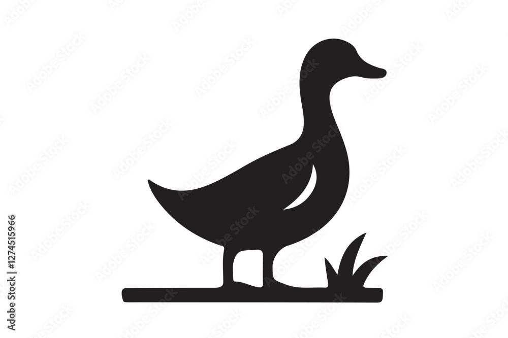 Fototapeta premium Duck icon silhouette with white background.01