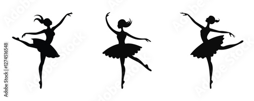 Here are 40 keywords for the title "Ballet Silhouette Set Vector Design