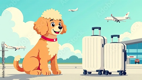Travel concept with funny dog and cat sitting on suitcase. life with animals concept - wanderlust people traveling the world