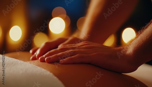 Wallpaper Mural Aesthetic close-up of hands giving a massage to a client's back in a serene setting. Torontodigital.ca