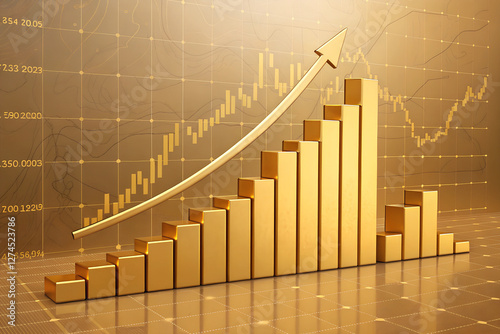business graph of gold with arrow