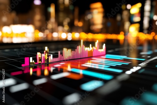 Wallpaper Mural abstract financial results chart with neon geometric patterns Torontodigital.ca