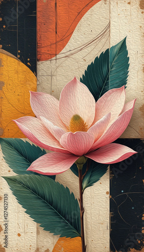 Magnolia flowers.  Pattern for printing on wall decorations, covers, leaflets