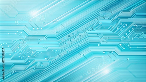 Obraz na płótnie Sky blue electronic circuit board technology innovative background concept w salonie