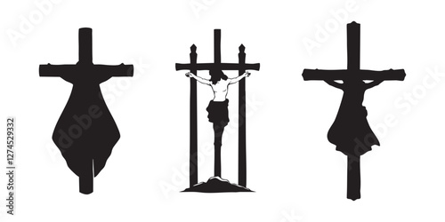 Jesus christ crossjesus christ, cross, black, vector, silhouette, image, good, friday, and Easter, Religion, Symbol, Christianity, elements, Crucifix