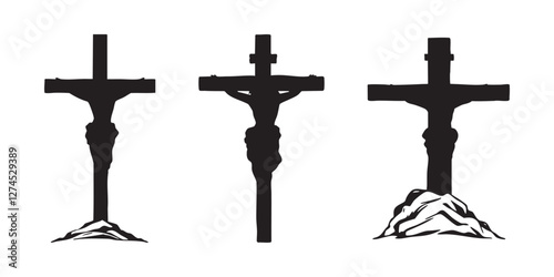 Jesus christ crossjesus christ, cross, black, vector, silhouette, image, good, friday, and Easter, Religion, Symbol, Christianity, elements, Crucifix