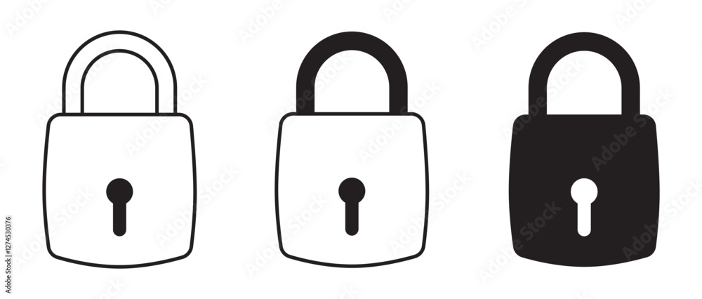 Lock icon set, simple design. Flat graphic design of lock icon. Security and protection. Vector illustration Lock icon set, simple design. Flat graphic design of lock icon. Security and protection. Vector illustration