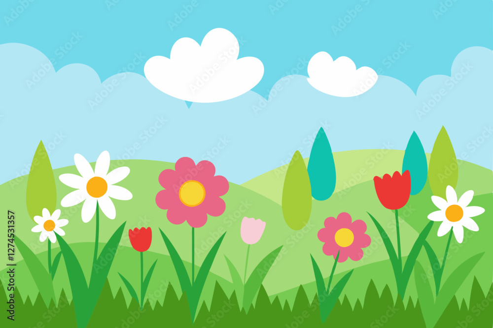 Naklejka premium spring meadow with flowers