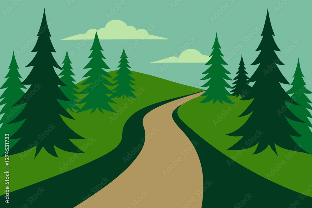 Fototapeta premium vector illustration of forest landscape