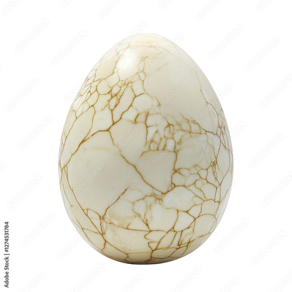 Egg with delicate markings on white background with soft lighting Egg with delicate markings on white background with soft lighting