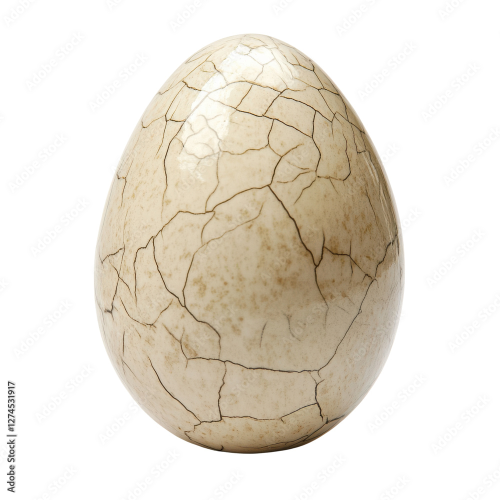Egg with delicate markings on white background with soft lighting Egg with delicate markings on white background with soft lighting