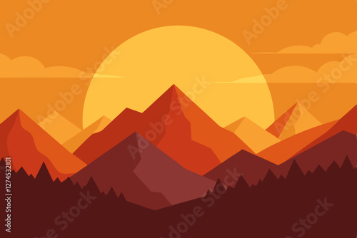sunset in mountains