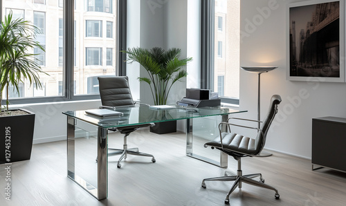 Sleek Contemporary Glass Desk with Silver Hardware for a Modern and Chic Home Office Look