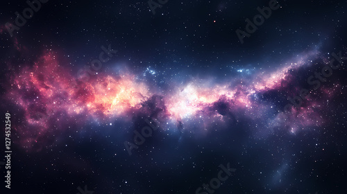 Immersive virtual reality headset showcasing vivid galactic visuals in dark space. Galactic Optical Illusions. Illustration