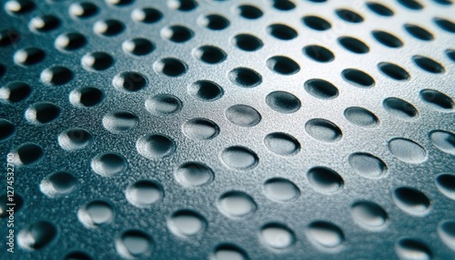 Close-up metal sheet with oval perforations. Industrial, for design or background use