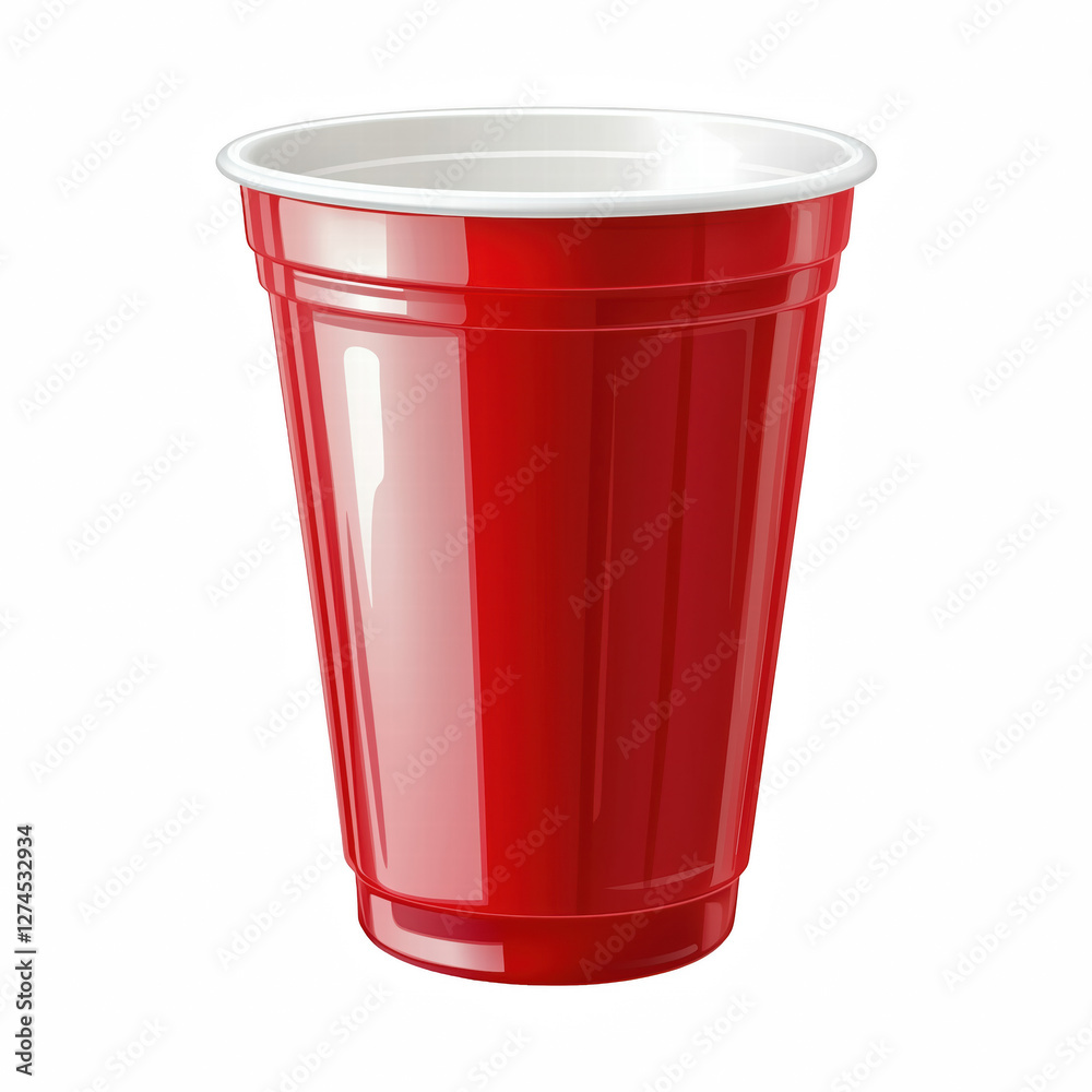 Realistic classic red plastic cup with a white rim isolated on transparent background.
Realistic classic red plastic cup with a white rim isolated on transparent background.