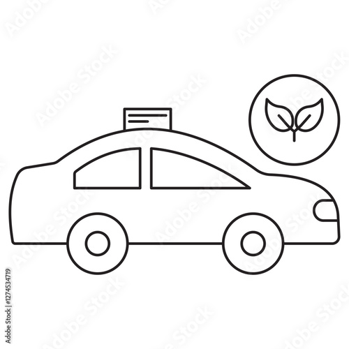 Low Carbon icon, Eco-Friendly Taxi Service, Sustainable Urban Mobility, Green Ride Low Carbon Taxi, vetor