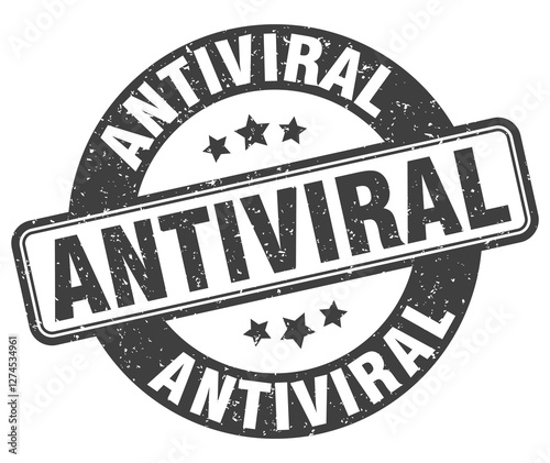 antiviral stamp. antiviral label. round grunge sign