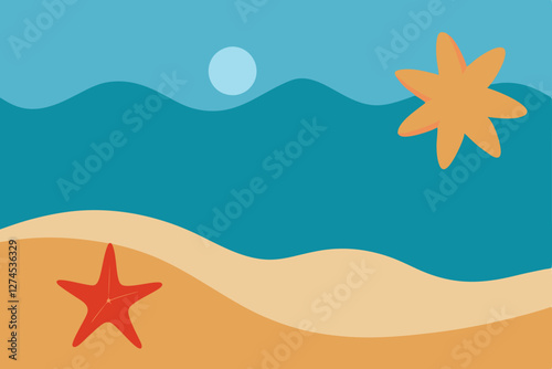 starfish on the beach vector illustration
