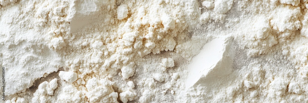 Close-up of flour texture, baking ingredient, kitchen background, food preparation Close-up of flour texture, baking ingredient, kitchen background, food preparation