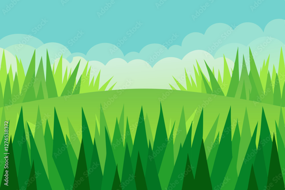 Obraz premium green grass and blue sky