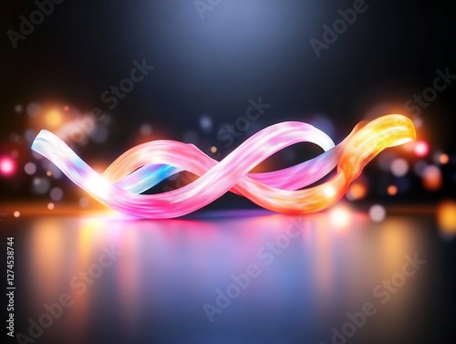 profit margin visualization with vibrant neon bands and curves photo