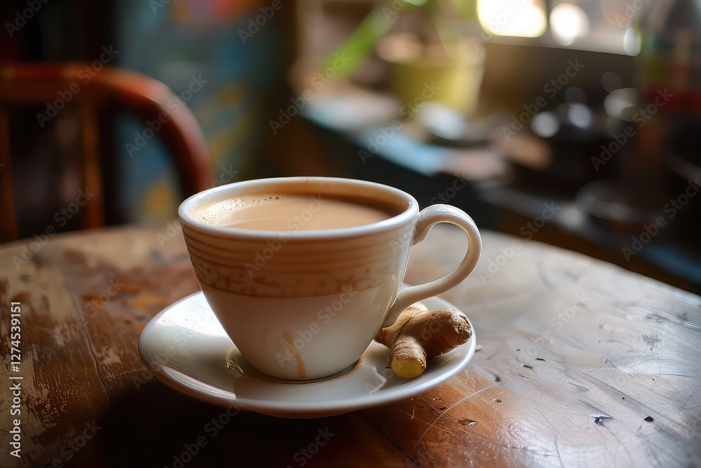 Obraz premium a cup of masala tea with a hint of ginger