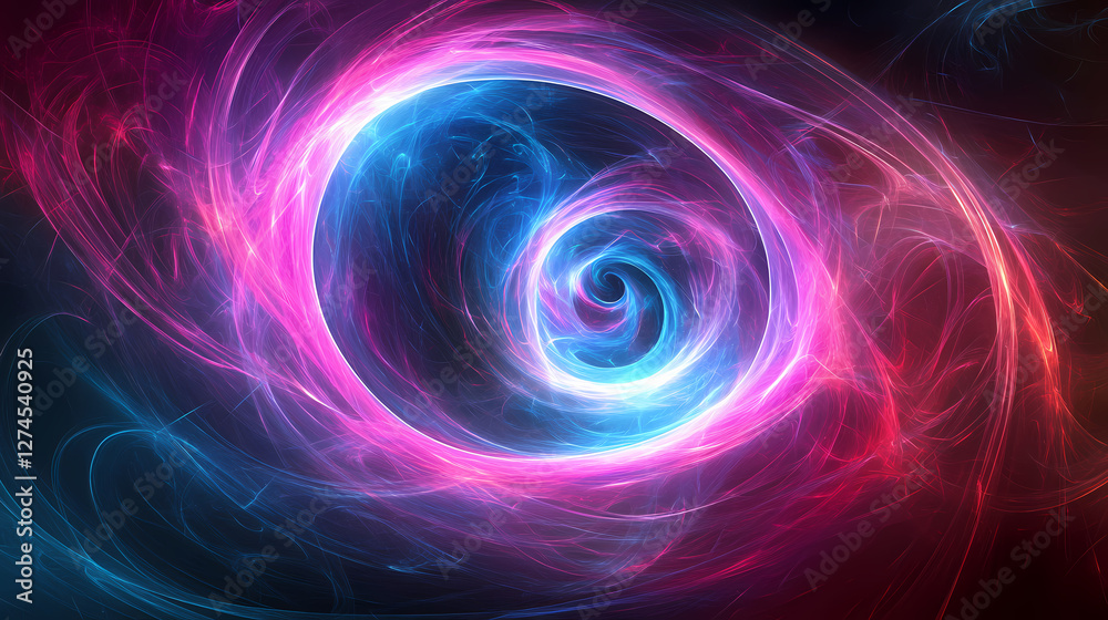 Abstract neon vortex with swirling pink and blue light forming a cosmic tunnel. Galactic Optical Illusions. Illustration Abstract neon vortex with swirling pink and blue light forming a cosmic tunnel. Galactic Optical Illusions. Illustration