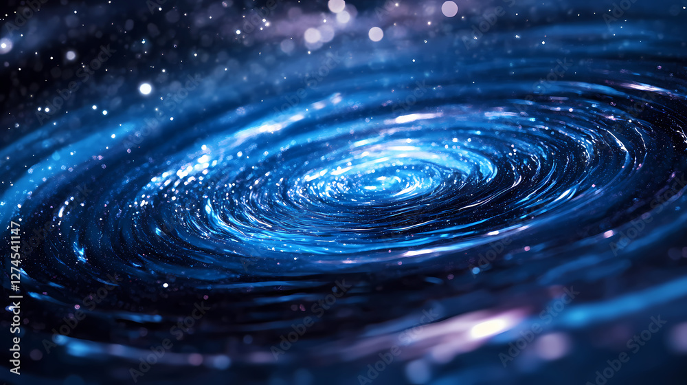 Abstract space water ripples: close-up astonomic gravity simulation. Galactic Optical Illusions. Illustration