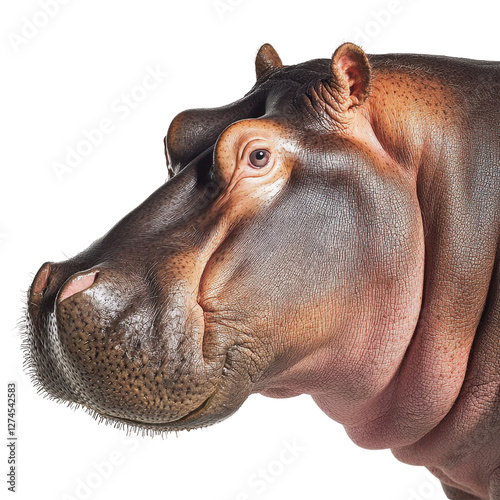 Hippo portrait with smooth textured skin in studio setting