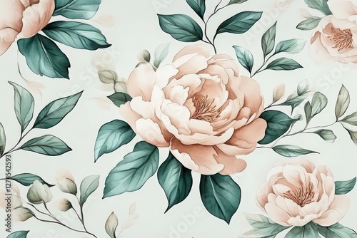 Boho-inspired vintage floral illustration on a black background.