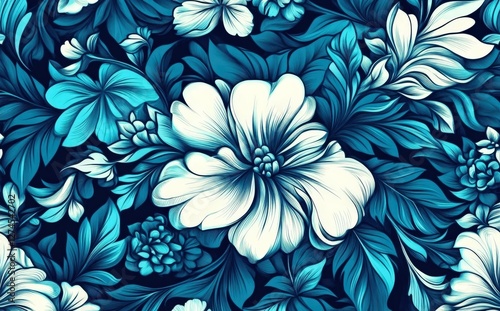 Elegant flower and leaf pattern showcasing a harmonious vintage aesthetic.