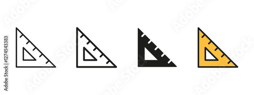 Triangle ruler icon. Measuring tool symbol. Geometry vector illustration. Mathematical sign. Drawing instrument pictogram. Educational and drafting concept.