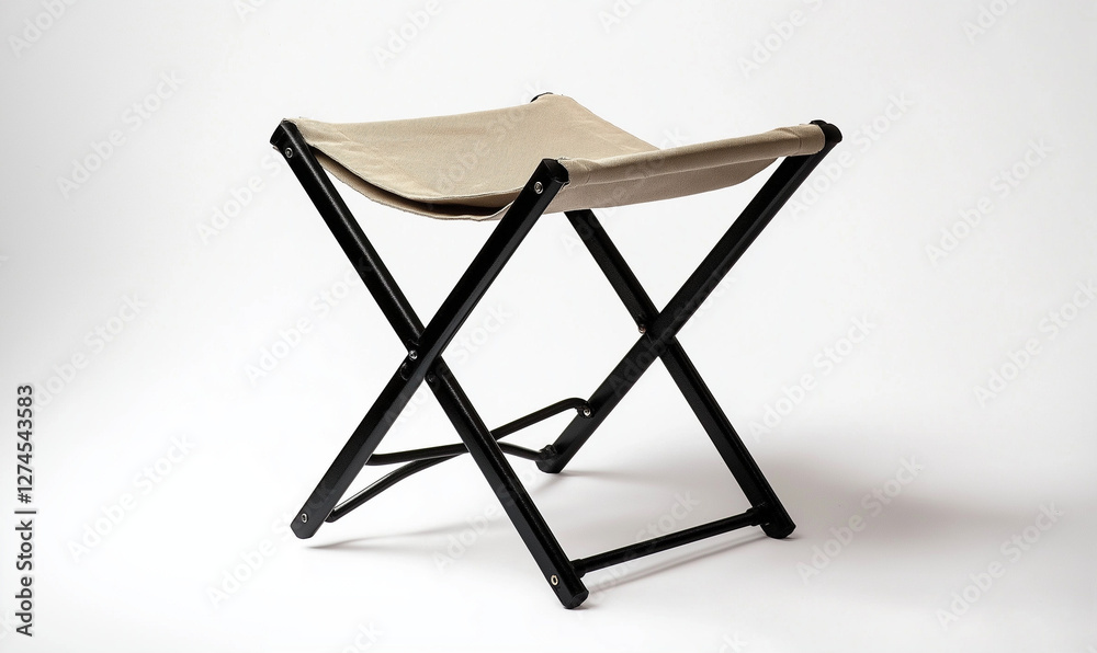 Space-efficient folding seat with a sturdy black frame ideal for portable and convenient seating Space-efficient folding seat with a sturdy black frame ideal for portable and convenient seating