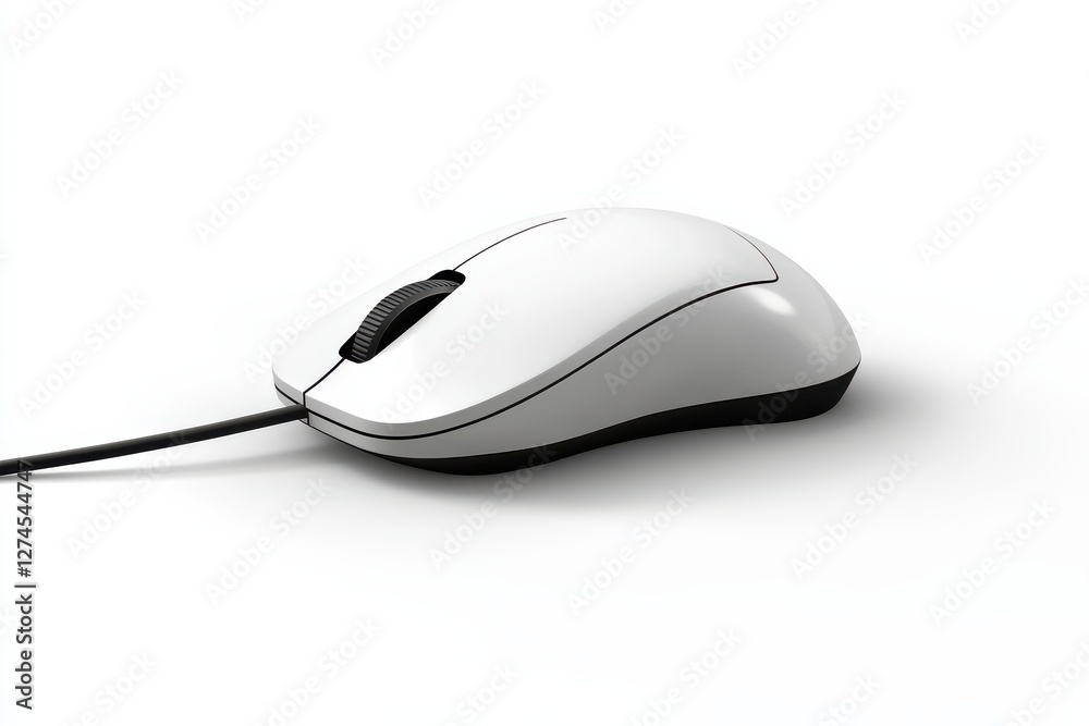 A sleek white computer mouse resting on a clean surface in a bright workspace with natural light isolated on transparent background A sleek white computer mouse resting on a clean surface in a bright workspace with natural light isolated on transparent background
