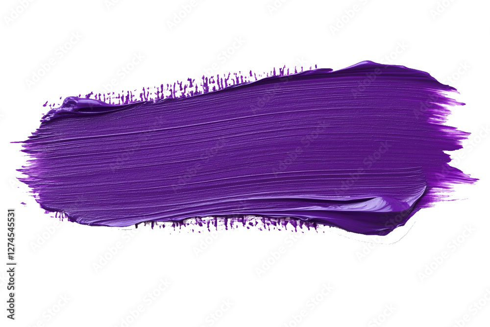 Fototapeta premium Purple paint brushstroke with smooth texture and bold edges isolated on white background. PNG