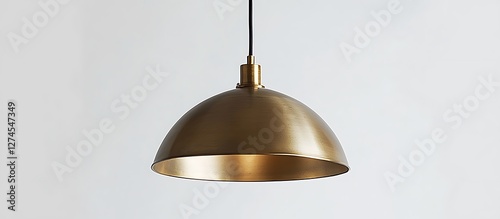 Chic pendant lamp with a contemporary brass shade, isolated on clean white backdrop, ultra HD, high resolution