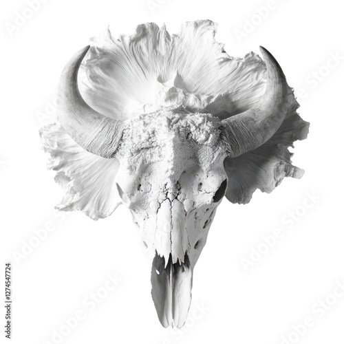 American bison skull closeup with bone structure detail
