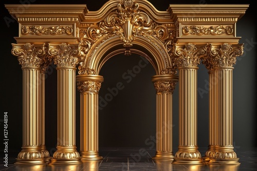 Majestic Golden Archway of a Fairy Palace