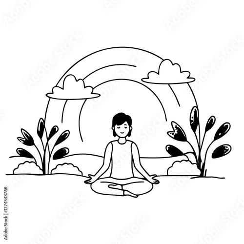 Mental Health Wellness Yoga Meditation Vector